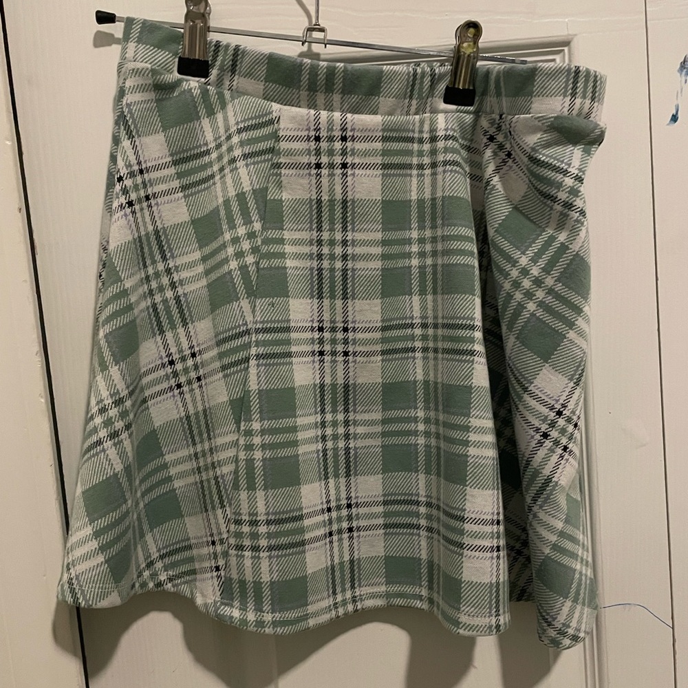 RSQ Green Plaid Skater Skirt